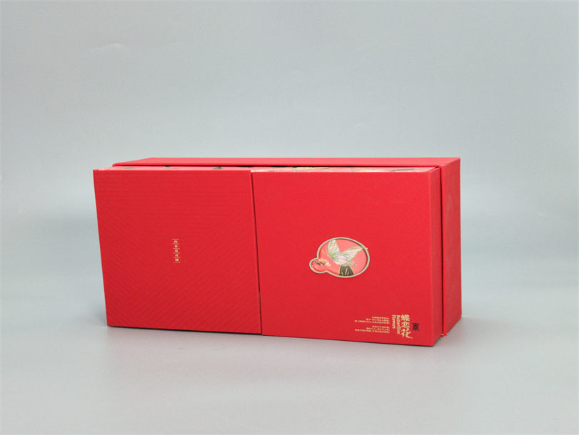 蝶恋花双层月饼包装盒红色款