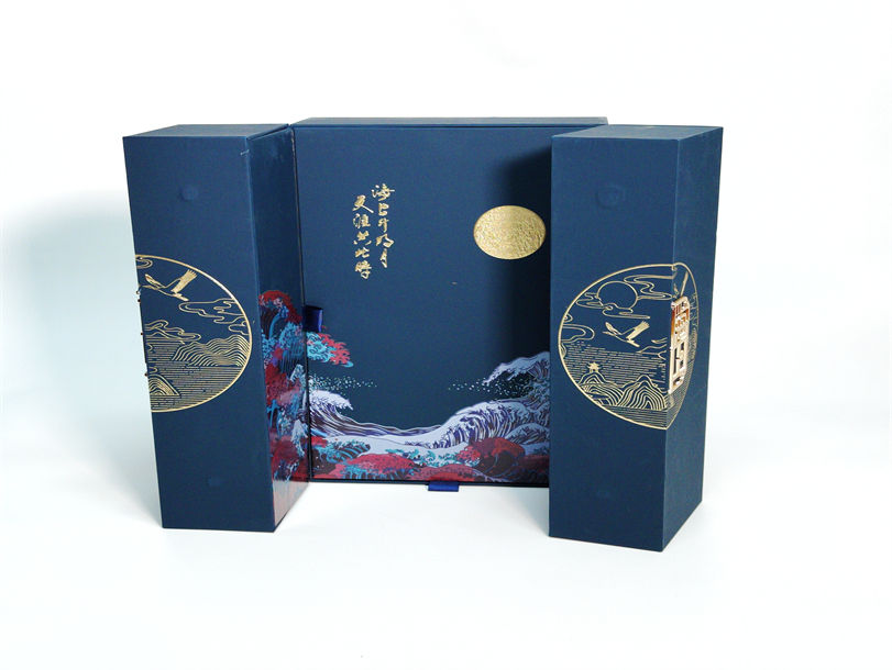 蓝色精装月饼礼盒